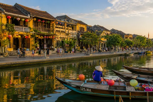 Hoi An Ancient Town street flooded with water during rainy season