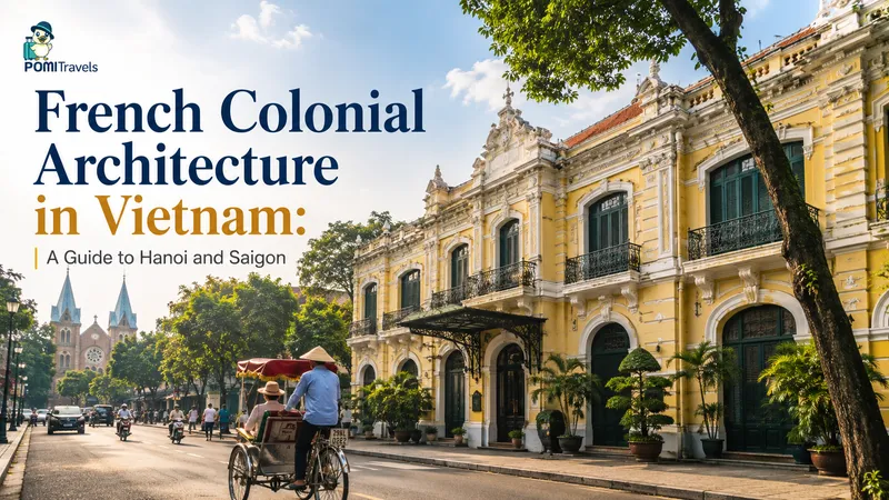 French colonial building facade in Ho Chi Minh City