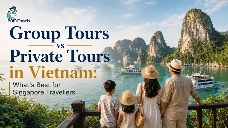 Small group of travellers on a guided tour in Vietnam