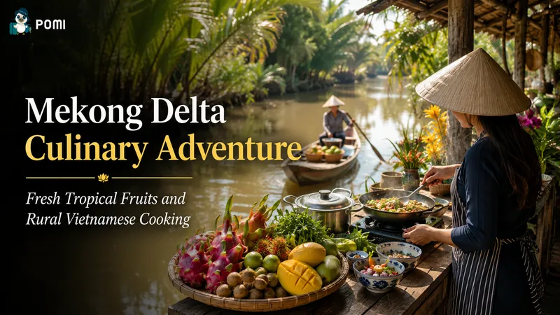 Tropical fruits and local dishes served in the Mekong Delta