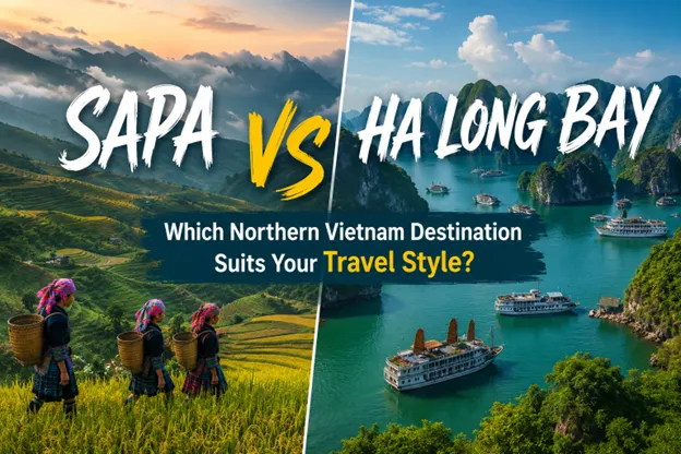 Sapa mountain valley with layered rice terraces in northern Vietnam