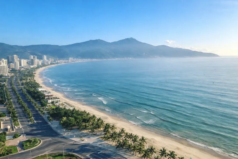 Aerial view of Da Nang coastline and My Khe Beach