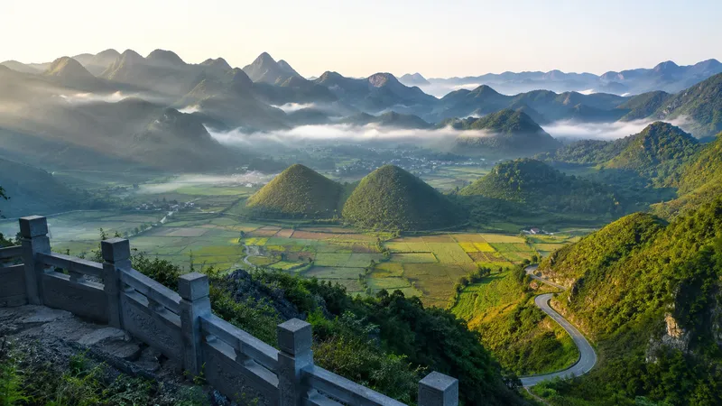Quan Ba Heaven Gate viewpoint overlooking the Fairy Twin Mountains