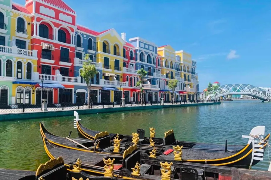 Colourful European-style architecture at Grand World Phu Quoc