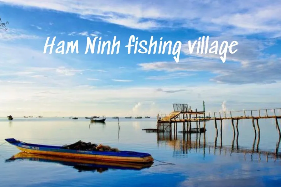 Boats moored at Ham Ninh fishing village on the east coast of Phu Quoc