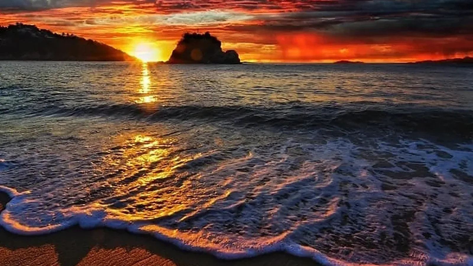Dramatic sunset over the sea at Sunset Town in southern Phu Quoc Island