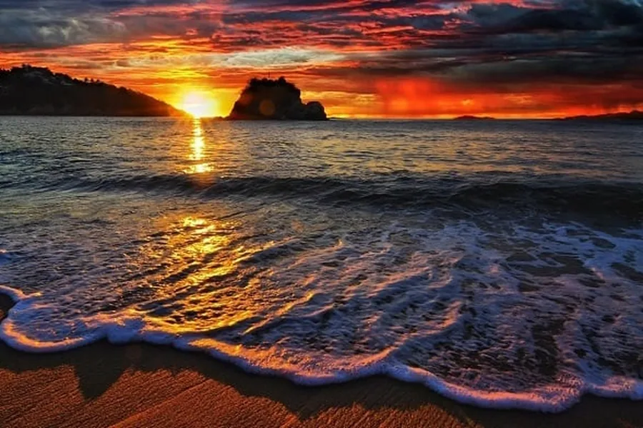 Golden sunset over the sea at Sunset Town in southern Phu Quoc