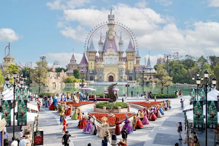 Fairytale castle and rides at VinWonders theme park in Phu Quoc