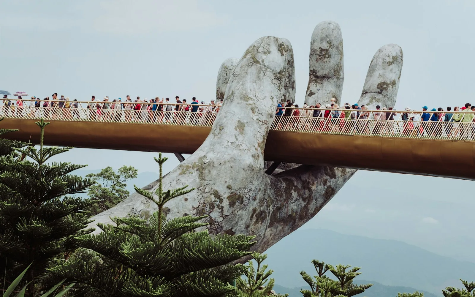 Da Nang Golden Bridge on Ba Na Hills at sunrise